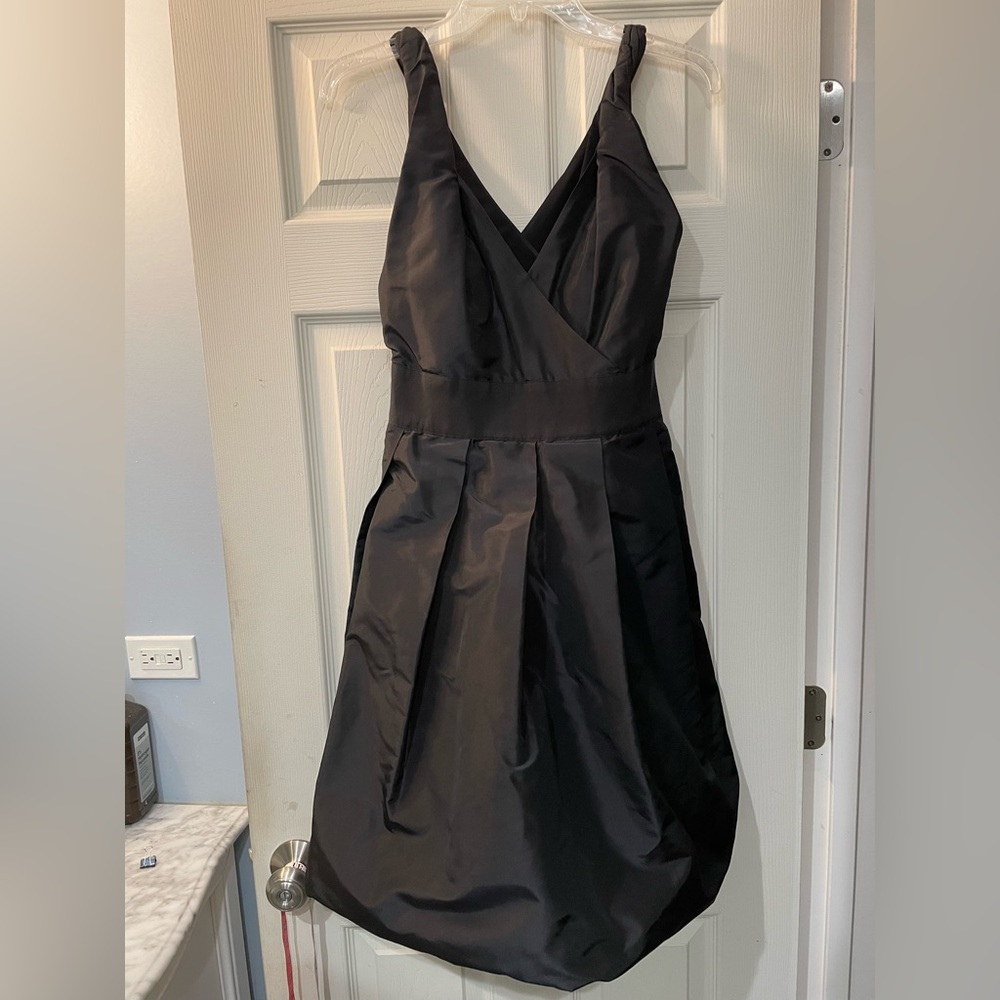 Charles Nolan Little Black Silk Sleeveless A-Line Formal Dress
